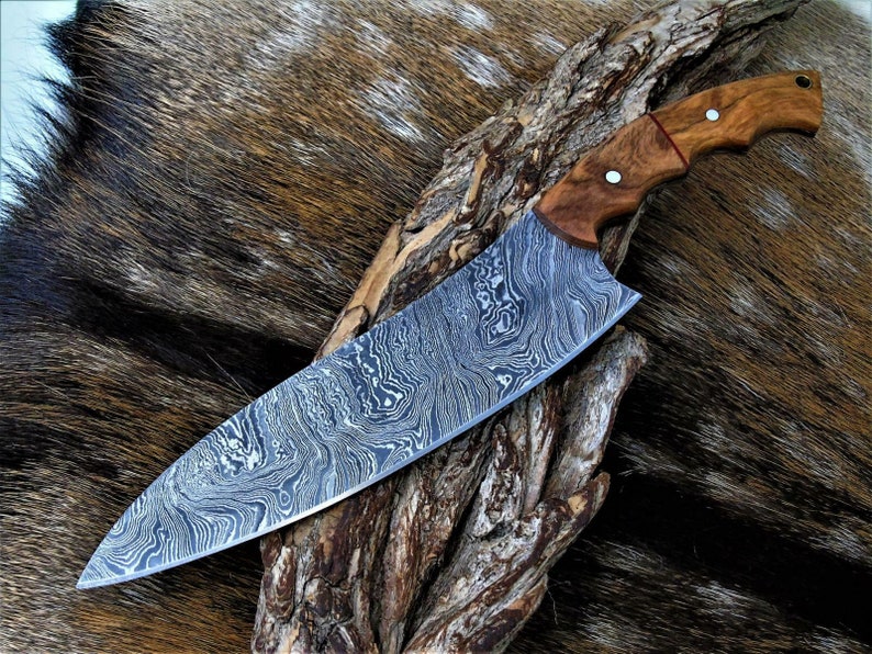 Custom Damascus Steel Chef Knife Damascus Kitchen Knife With WOOD Handle
